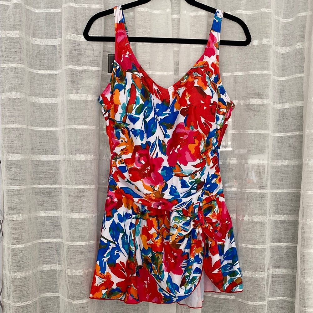 Aidonger Floral Multicolor Sleeveless Swim Dress Size X-Large